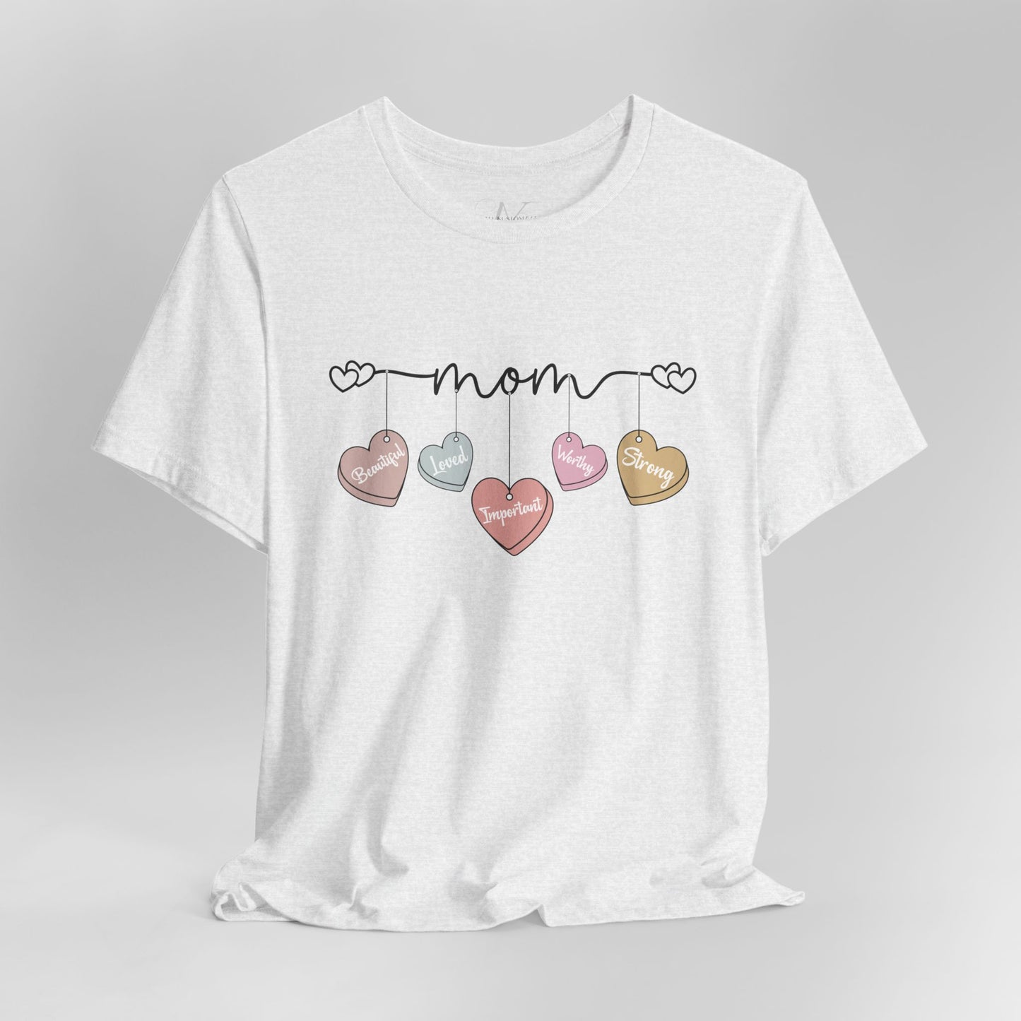 Mom Heart Garland T-Shirt — Mother’s Day Cute Pastel Hearts Tee