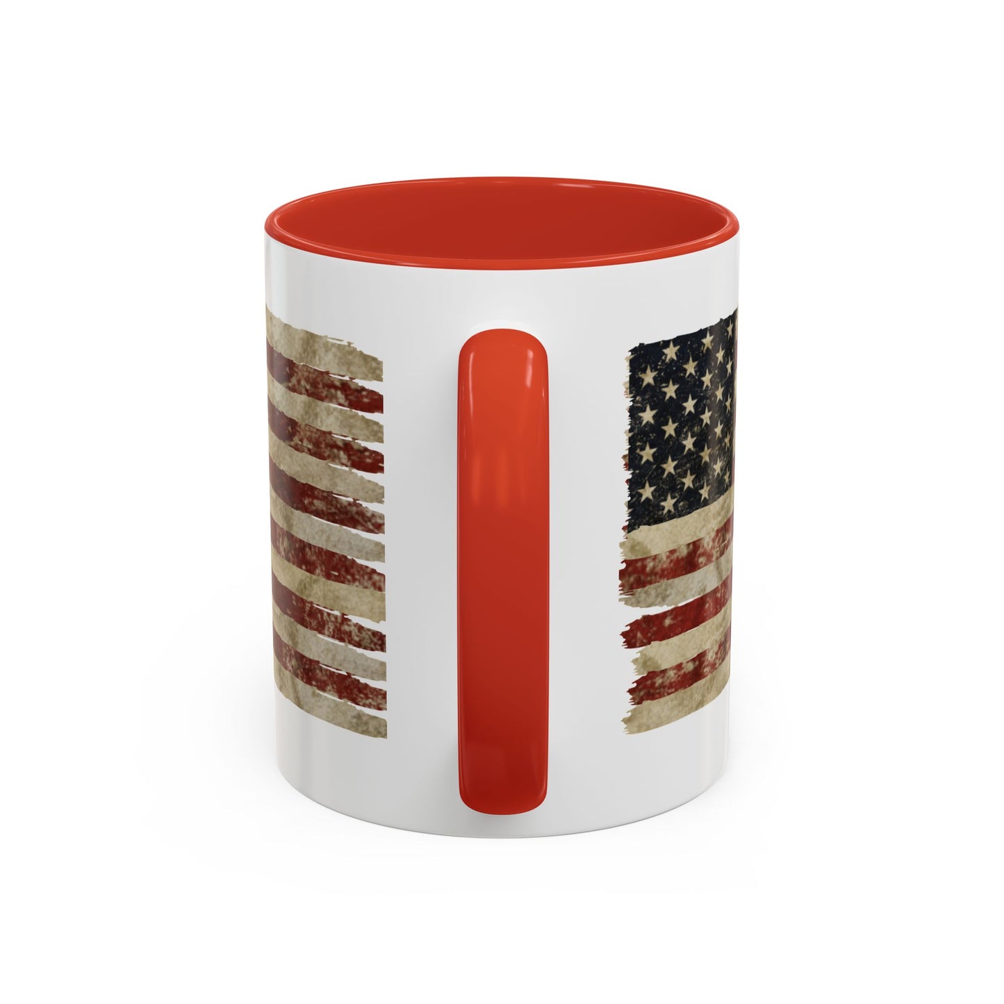 Distressed American Flag Accent Coffee Mug — Patriotic 11/15oz Ceramic