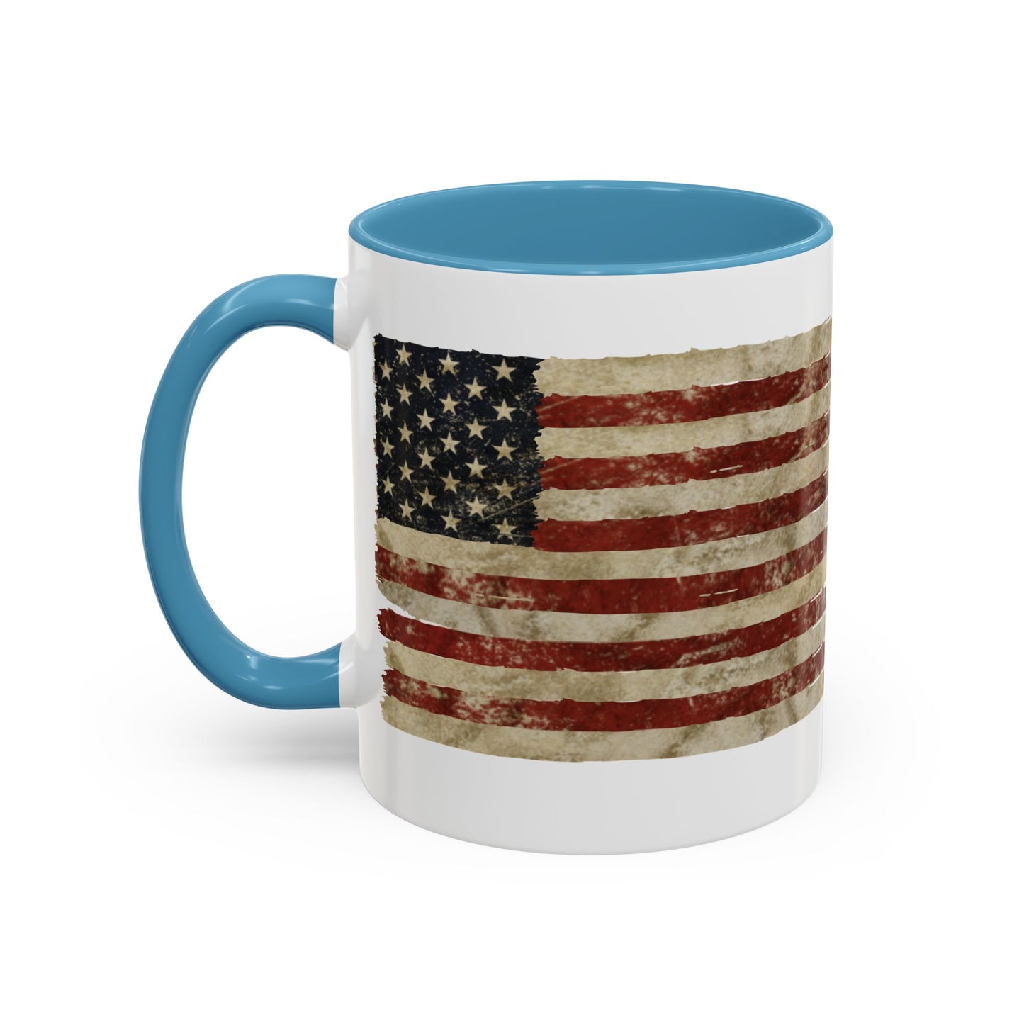 Distressed American Flag Accent Coffee Mug — Patriotic 11/15oz Ceramic