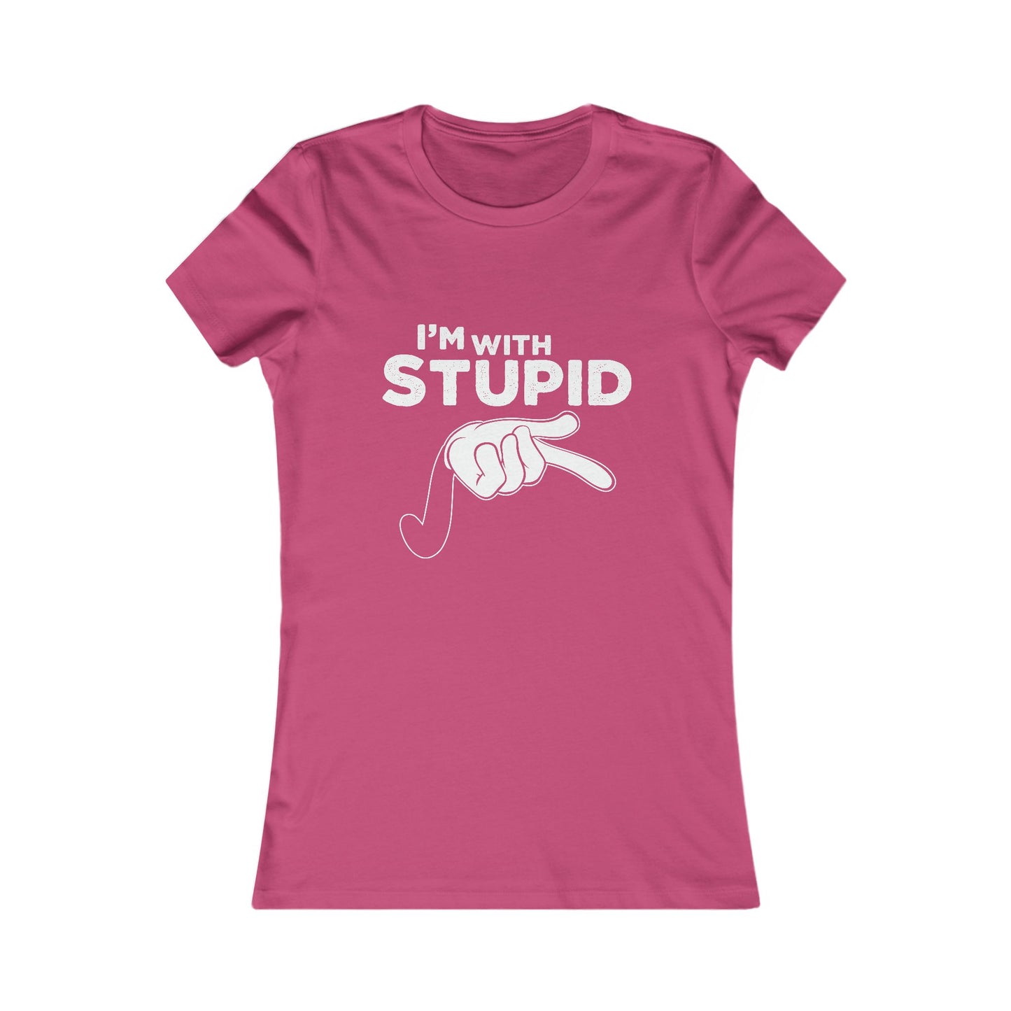 I'm With Stupid Women's Tee — Funny Graphic T-Shirt with Pointing Hand
