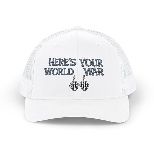 Trucker Cap — "Here’s Your World War 11" Bold Graphic Mesh Snapback