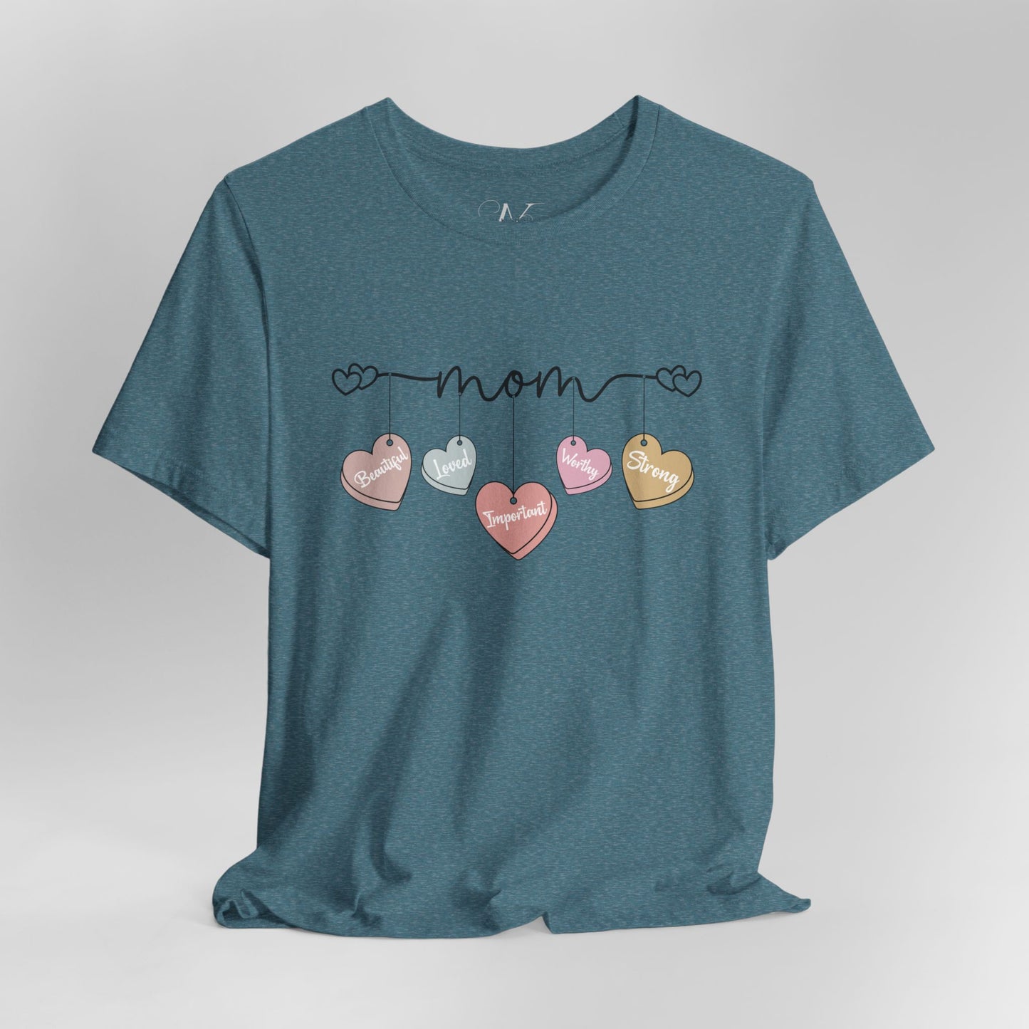 Mom Heart Garland T-Shirt — Mother’s Day Cute Pastel Hearts Tee