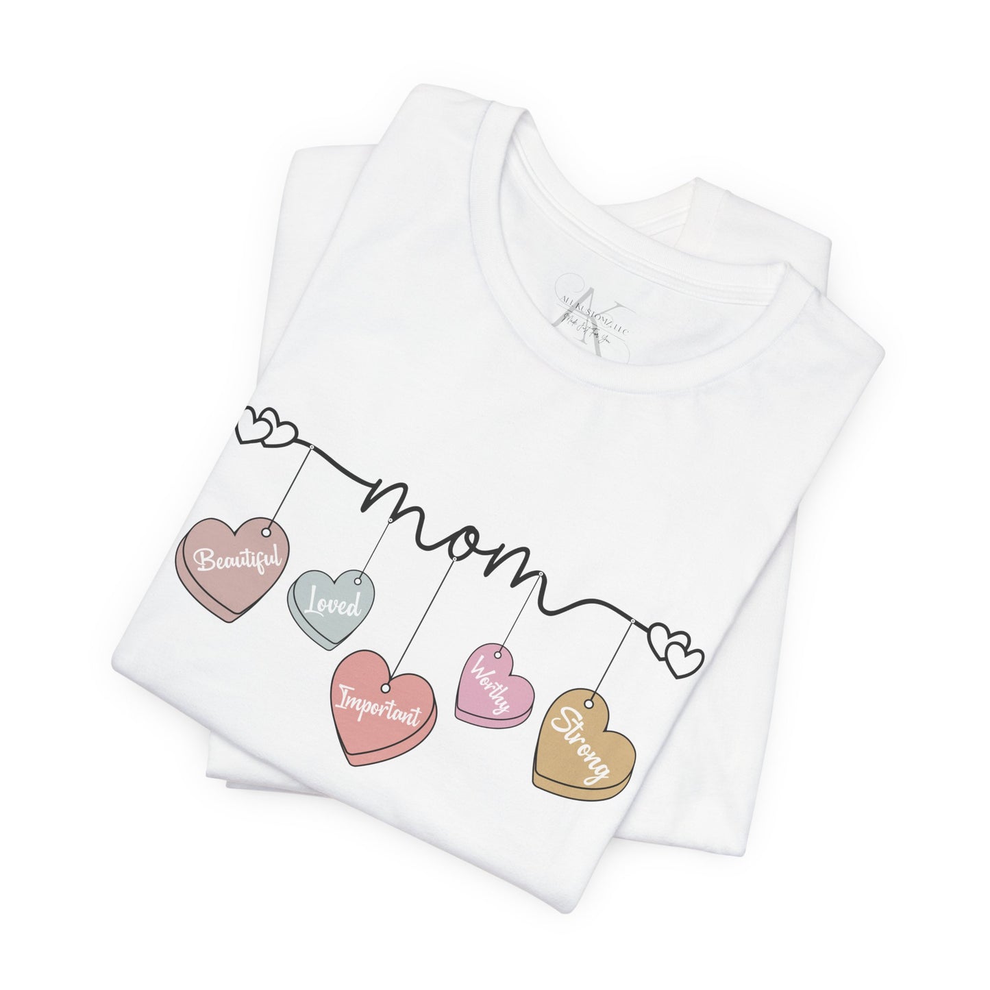 Mom Heart Garland T-Shirt — Mother’s Day Cute Pastel Hearts Tee