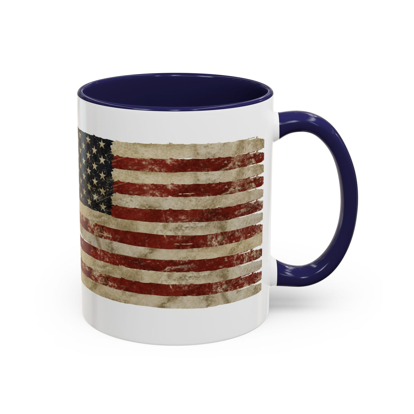 Distressed American Flag Accent Coffee Mug — Patriotic 11/15oz Ceramic