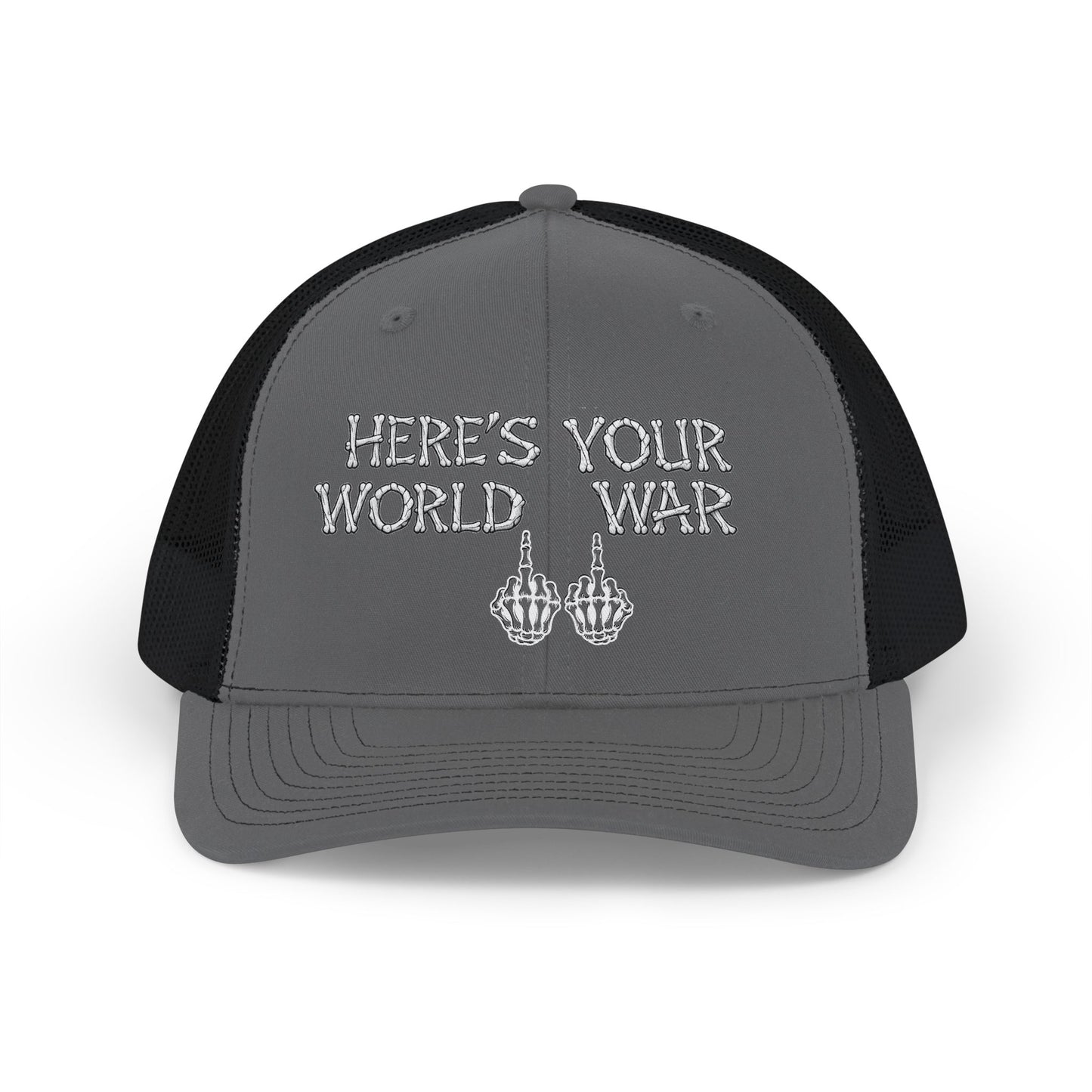 Trucker Cap — "Here’s Your World War 11" Bold Graphic Mesh Snapback