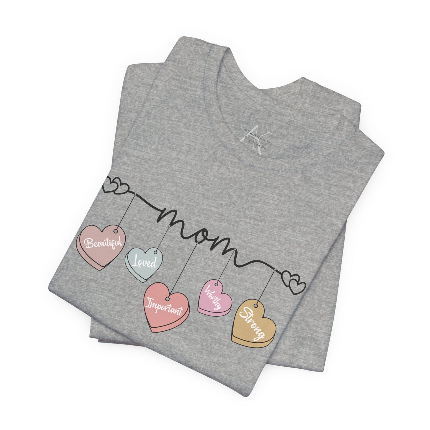 Mom Heart Garland T-Shirt — Mother’s Day Cute Pastel Hearts Tee
