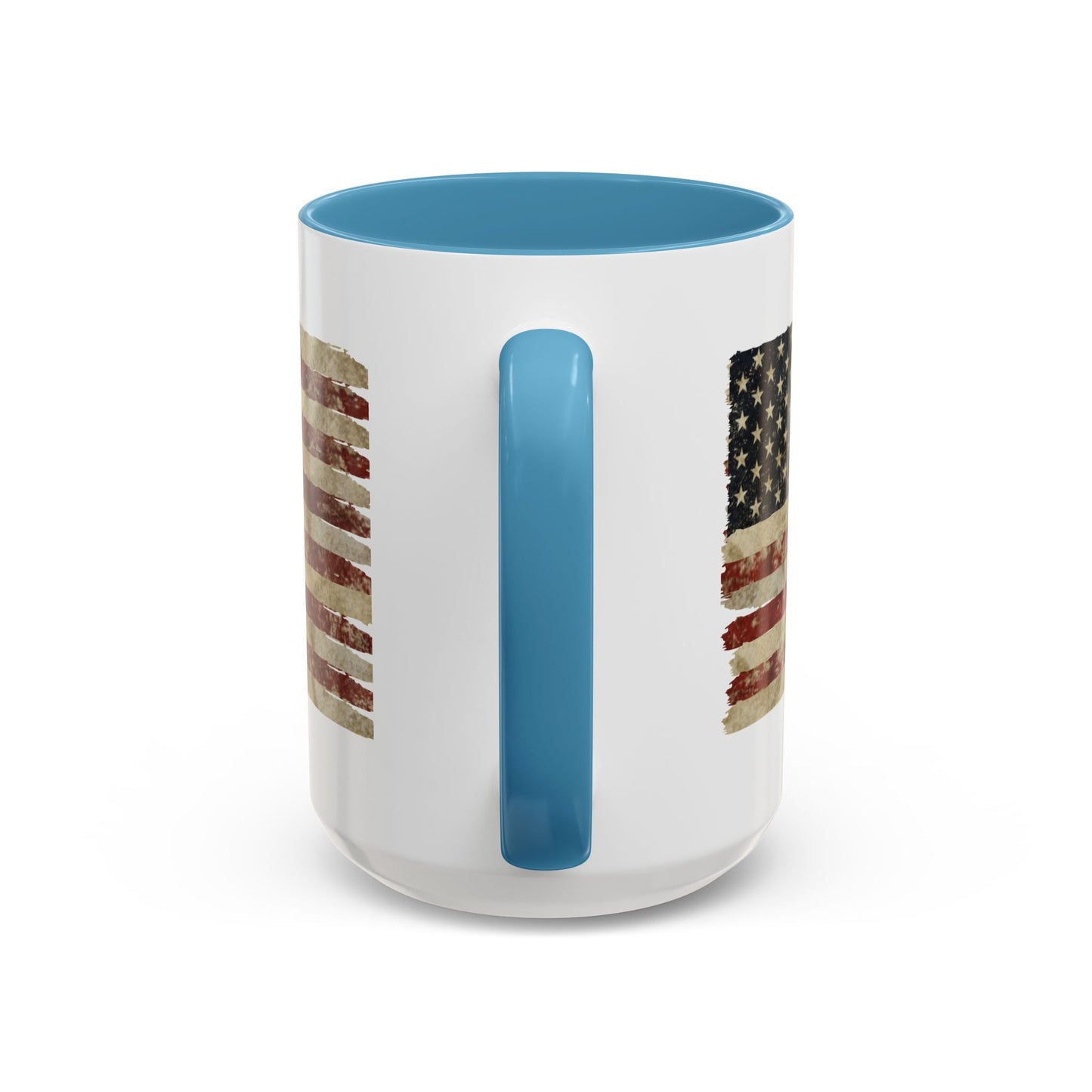 Distressed American Flag Accent Coffee Mug — Patriotic 11/15oz Ceramic