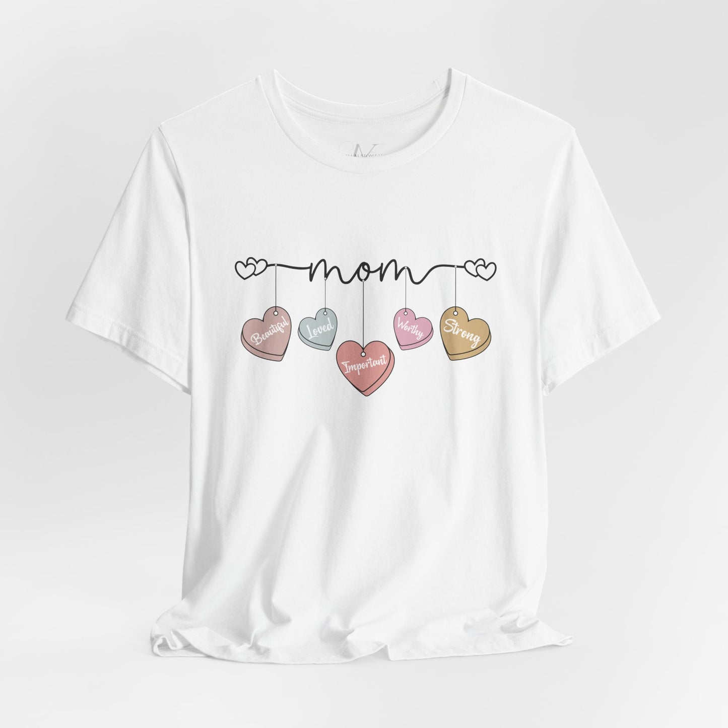 Mom Heart Garland T-Shirt — Mother’s Day Cute Pastel Hearts Tee