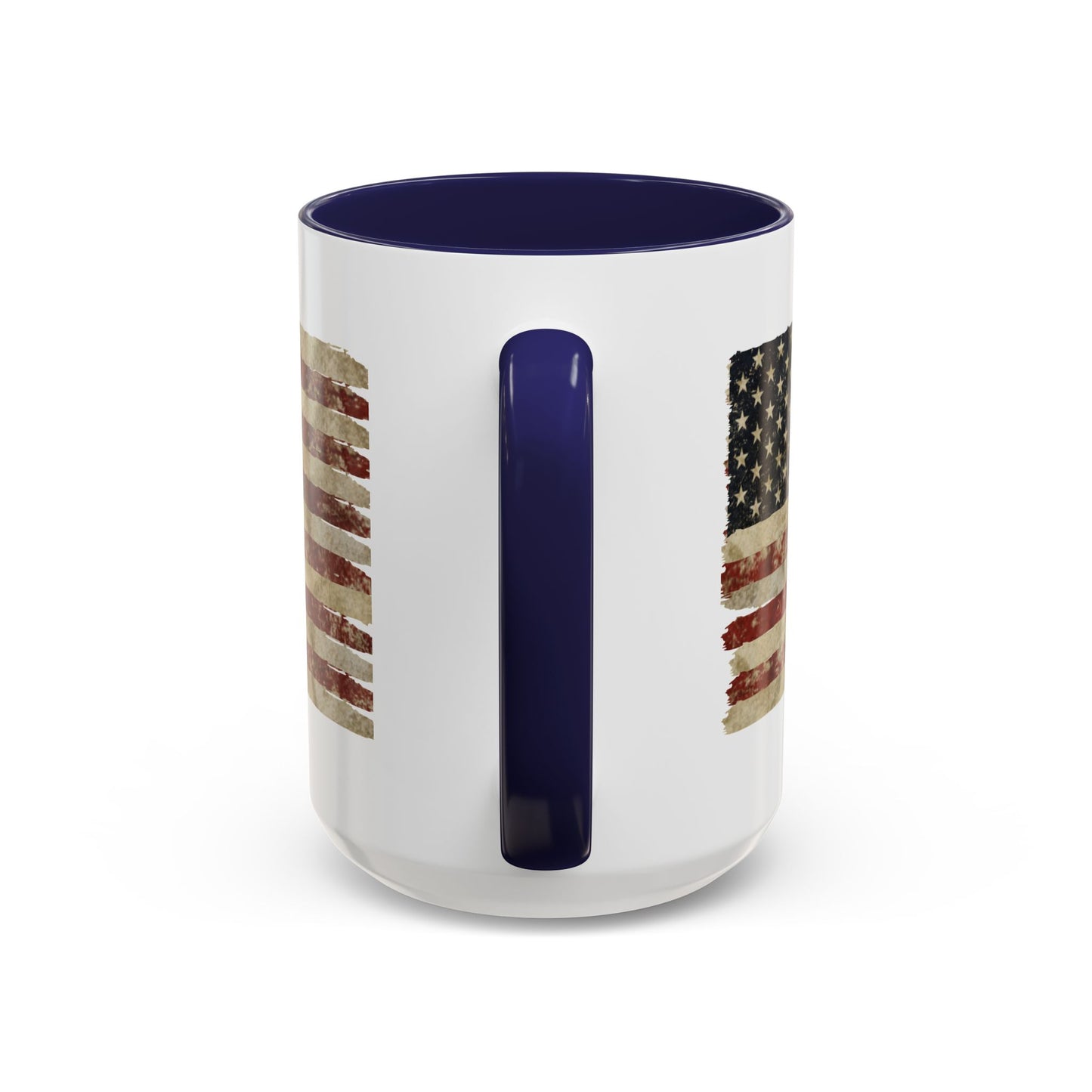 Distressed American Flag Accent Coffee Mug — Patriotic 11/15oz Ceramic