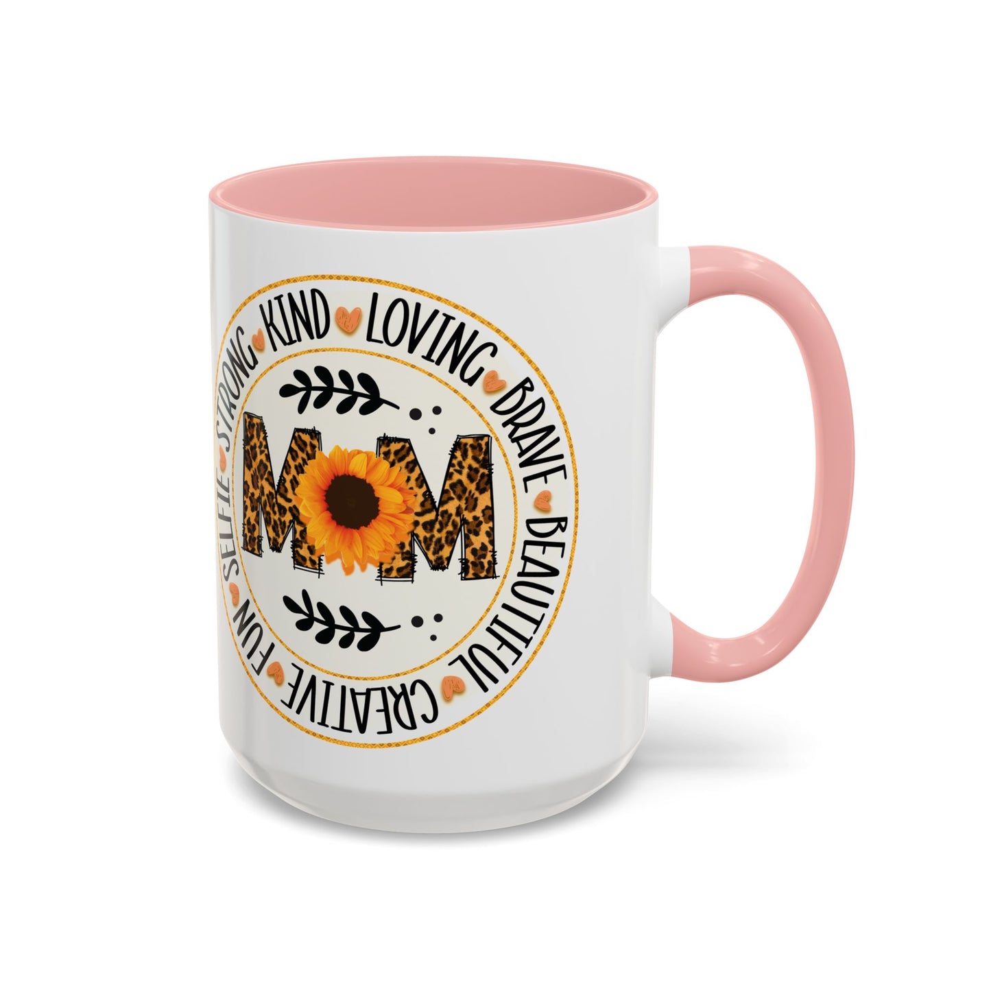 Mom Leopard Sunflower Coffee Mug — 'Mom' Floral Animal Print Accent Mug (11/15oz)
