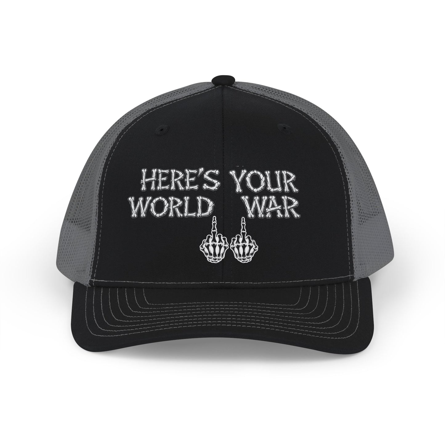 Trucker Cap — "Here’s Your World War 11" Bold Graphic Mesh Snapback