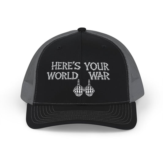 Trucker Cap — "Here’s Your World War 11" Bold Graphic Mesh Snapback