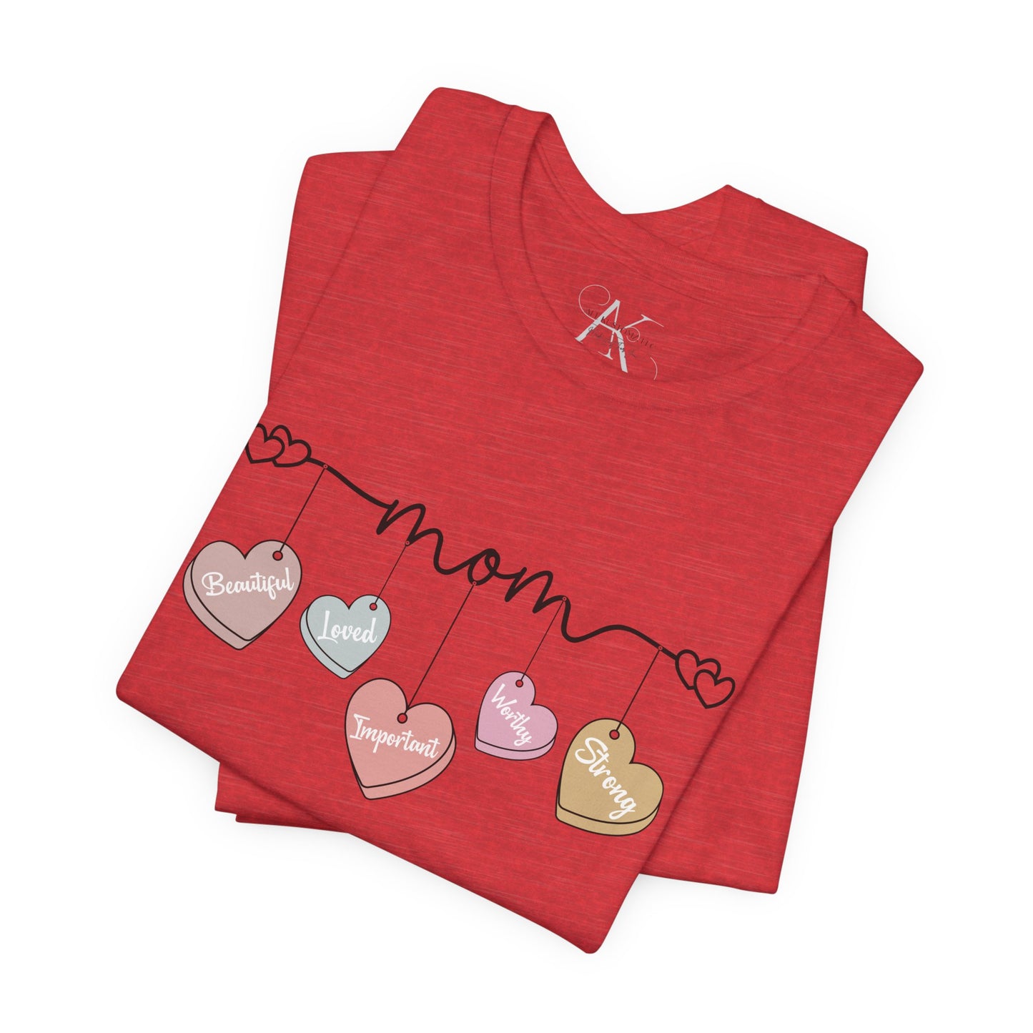 Mom Heart Garland T-Shirt — Mother’s Day Cute Pastel Hearts Tee