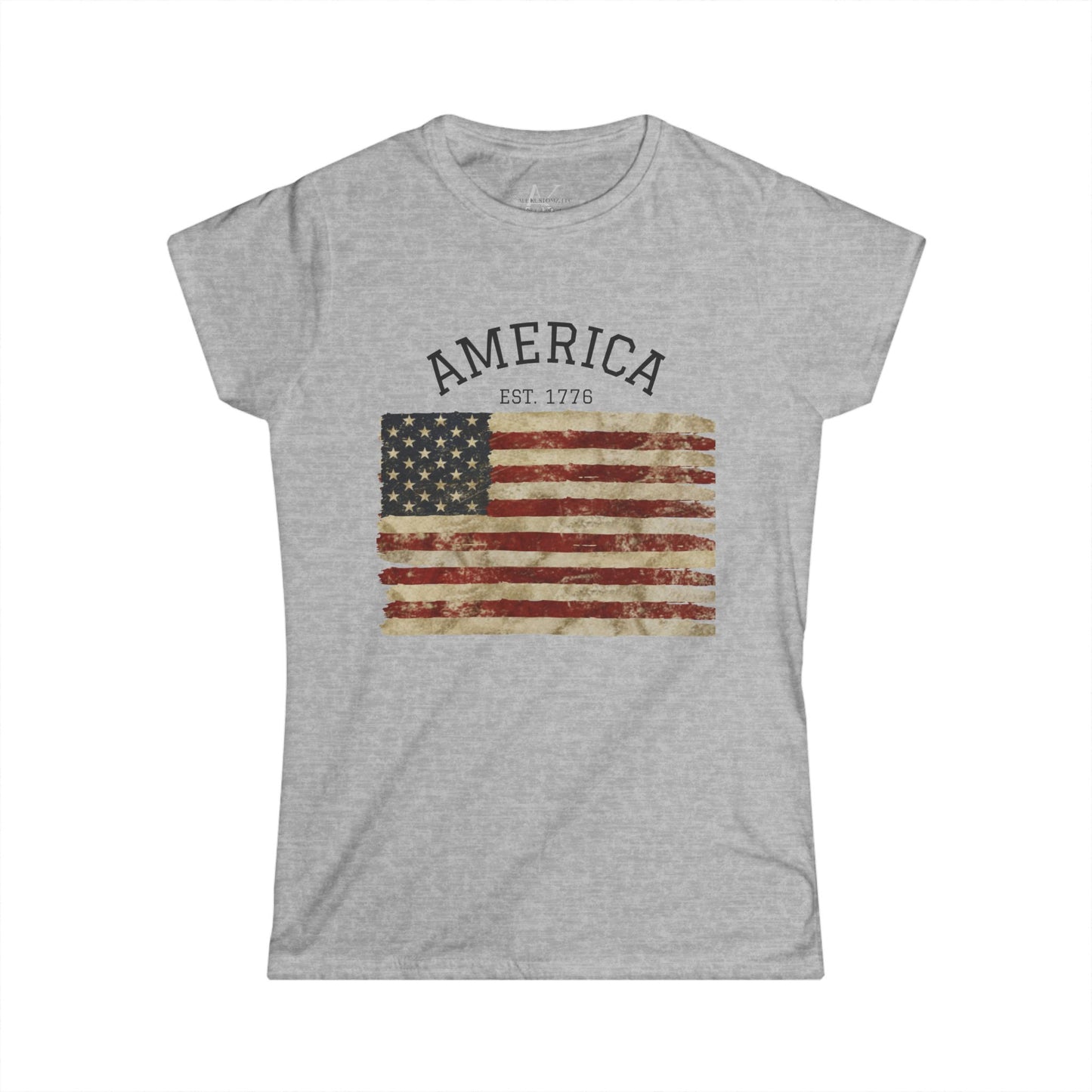 America Flag Women's Tee – Vintage 'America Est. 1776' Patriotic T-Shirt