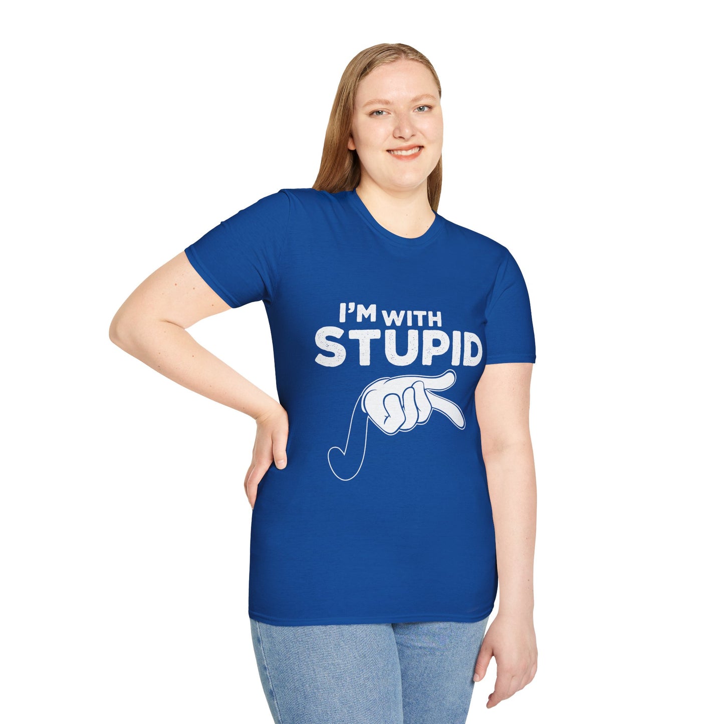 I’m With Stupid T-Shirt — Funny Graphic Tee with Pointing Hand