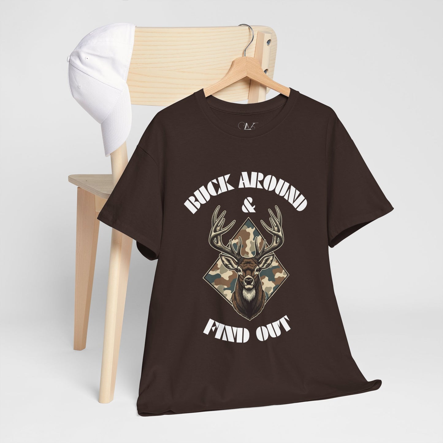Buck Around & Find Out Deer T-Shirt — Camo Buck Hunting Tee