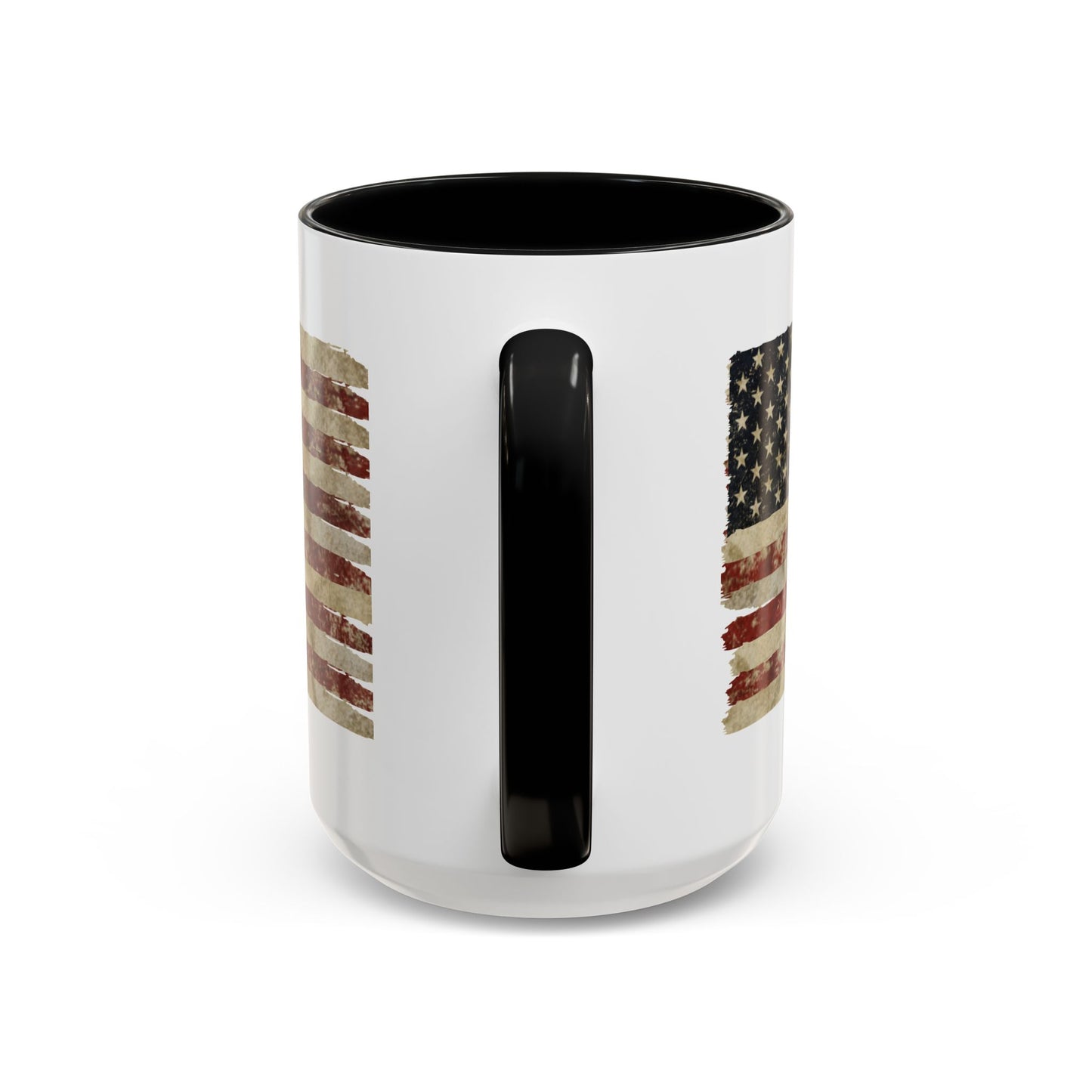 Distressed American Flag Accent Coffee Mug — Patriotic 11/15oz Ceramic