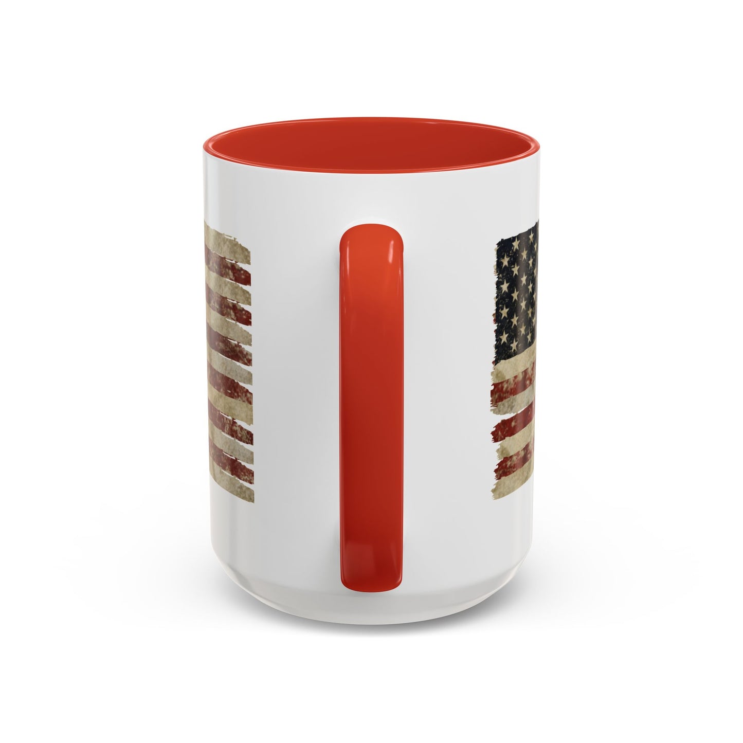 Distressed American Flag Accent Coffee Mug — Patriotic 11/15oz Ceramic