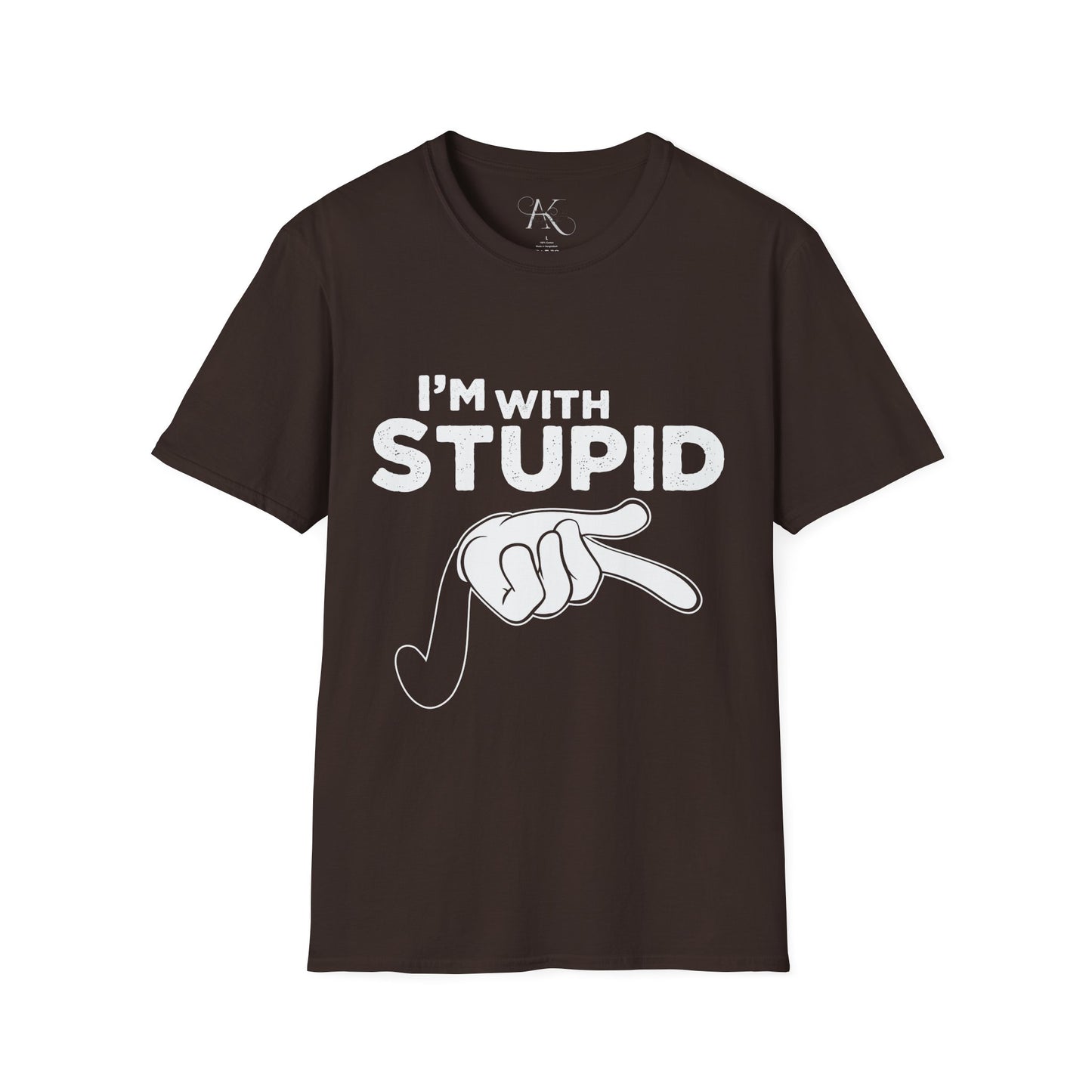 I’m With Stupid T-Shirt — Funny Graphic Tee with Pointing Hand