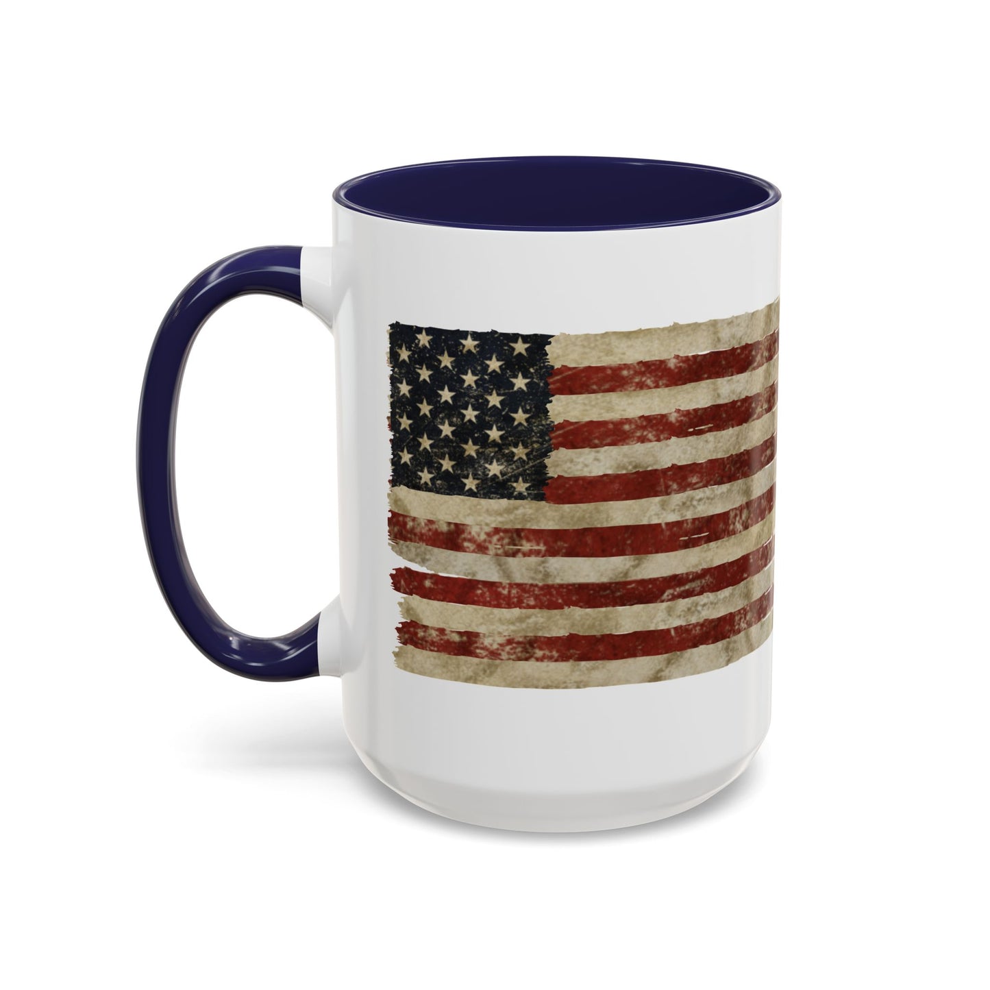 Distressed American Flag Accent Coffee Mug — Patriotic 11/15oz Ceramic