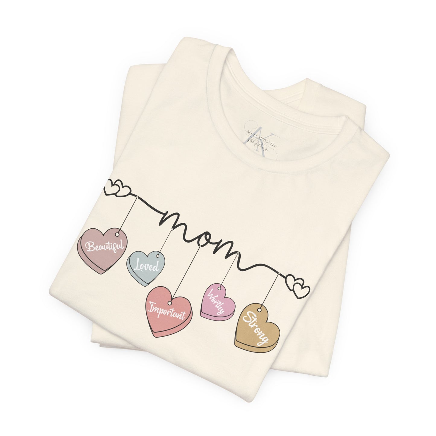 Mom Heart Garland T-Shirt — Mother’s Day Cute Pastel Hearts Tee