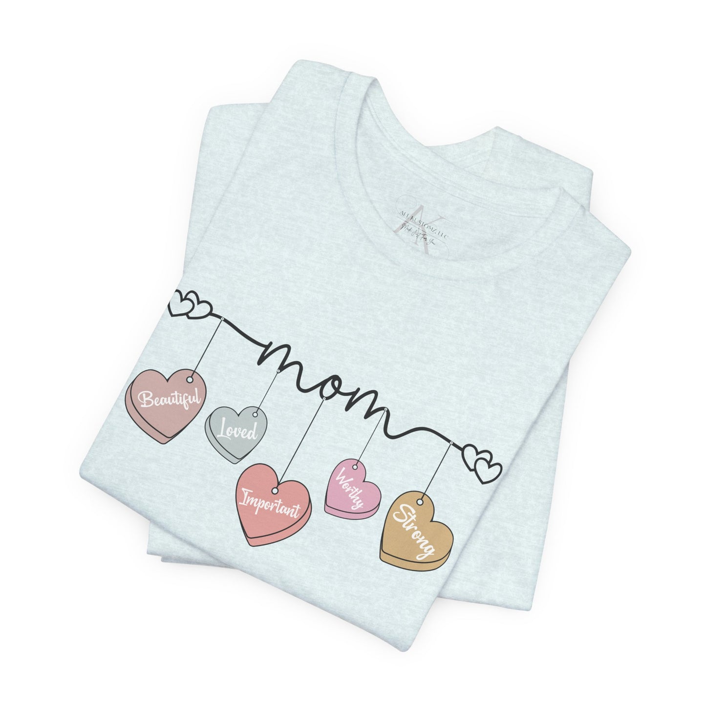 Mom Heart Garland T-Shirt — Mother’s Day Cute Pastel Hearts Tee