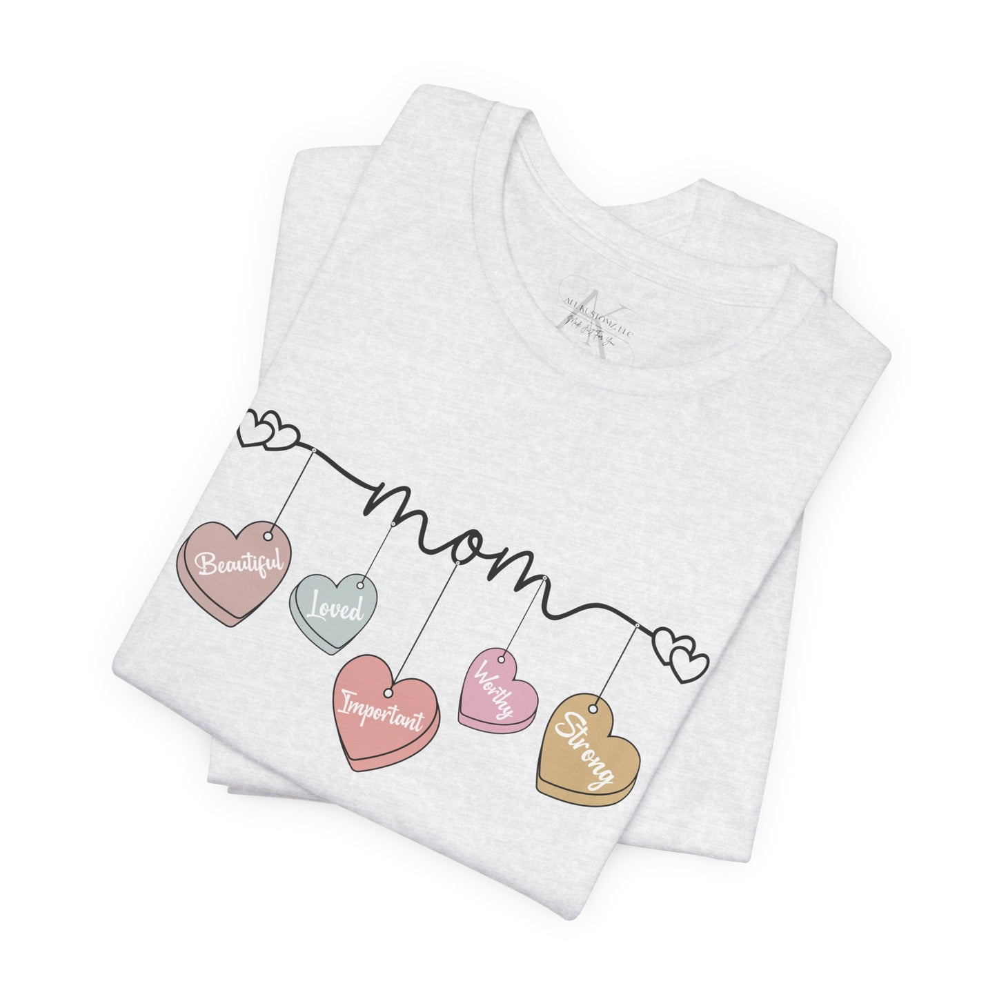 Mom Heart Garland T-Shirt — Mother’s Day Cute Pastel Hearts Tee