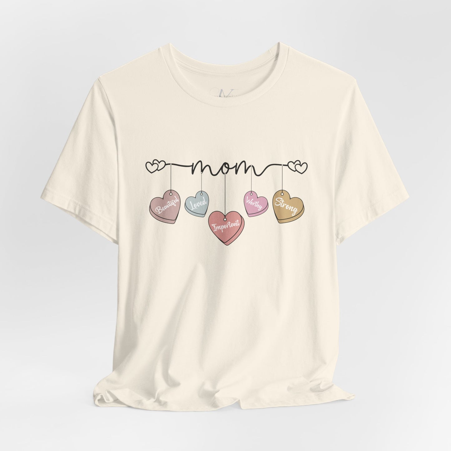 Mom Heart Garland T-Shirt — Mother’s Day Cute Pastel Hearts Tee