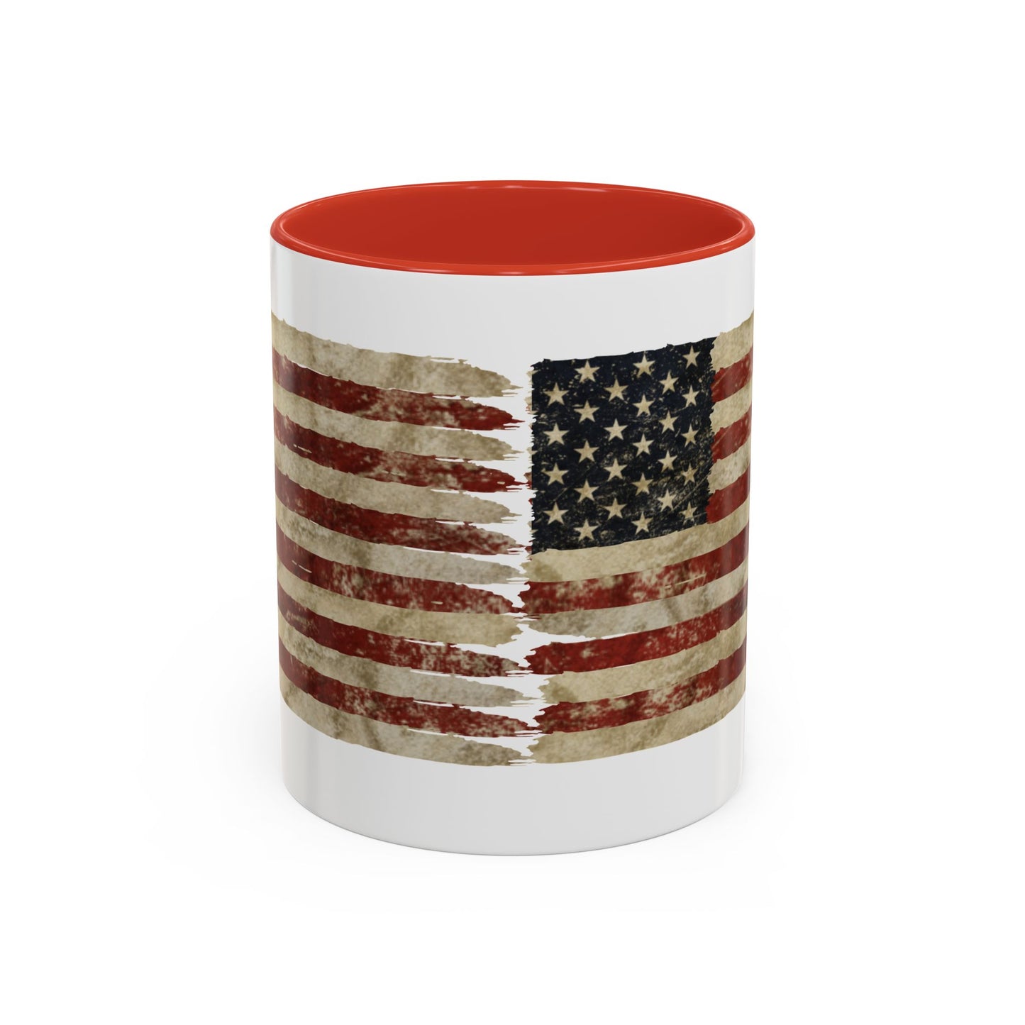 Distressed American Flag Accent Coffee Mug — Patriotic 11/15oz Ceramic