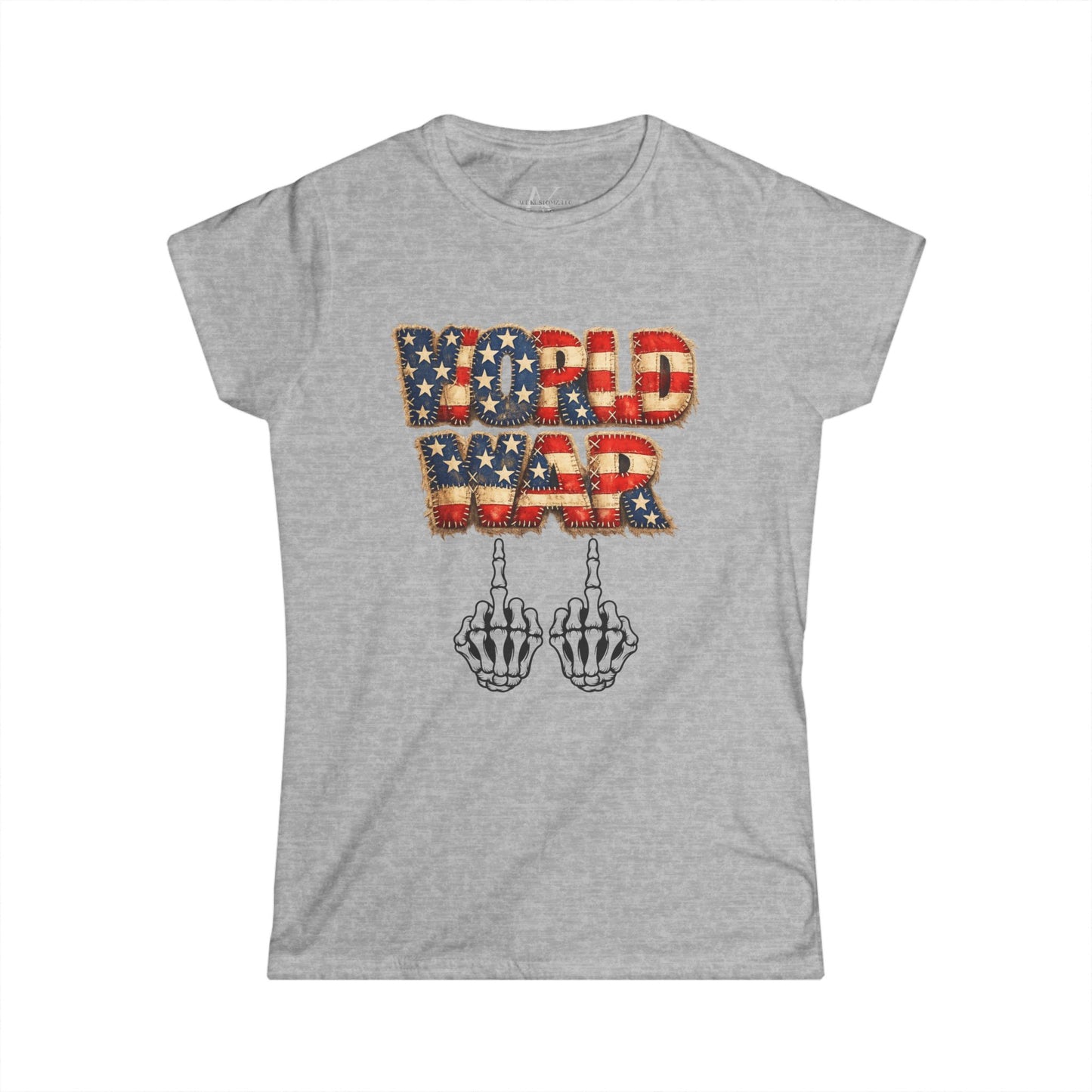 World War USA Graphic Tee — Patriotic Skeleton Middle Finger T‑Shirt